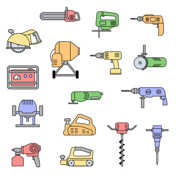 Set of flat repair tool icons. - Διάνυσμα, εικόνα