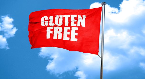 gluten free, 3D rendering, a red waving flag - Foto, Imagem