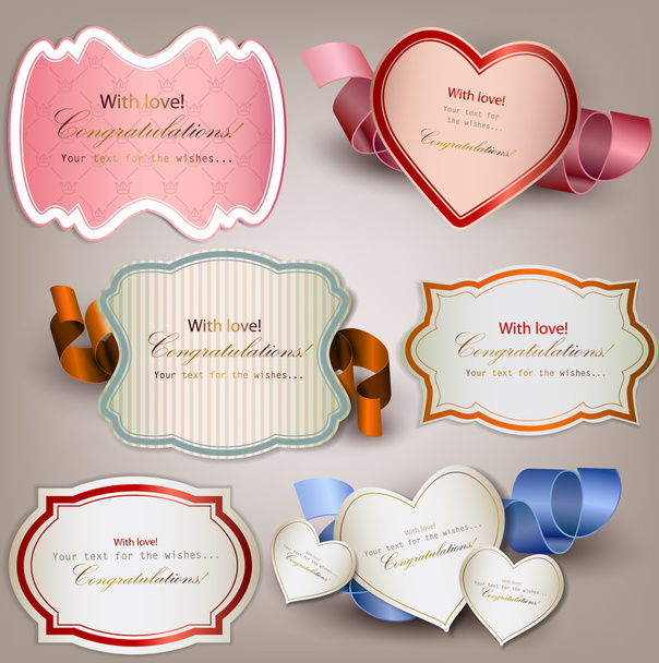 Set of holiday banners and labels with ribbons. Vector backgrou - Vector, imagen
