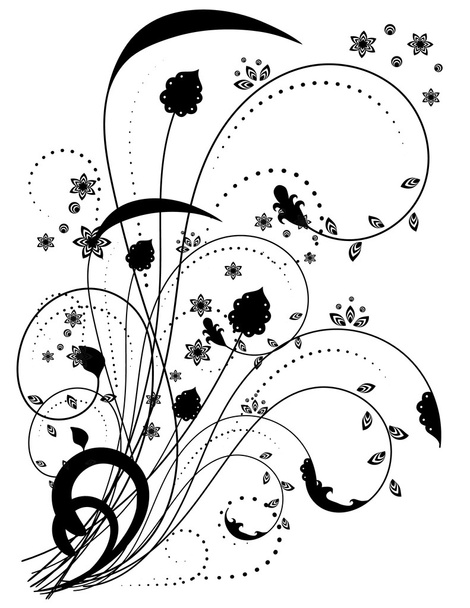 Αεριζόμενες μοτίβο floral μαύρο και άσπρο - Διάνυσμα, εικόνα