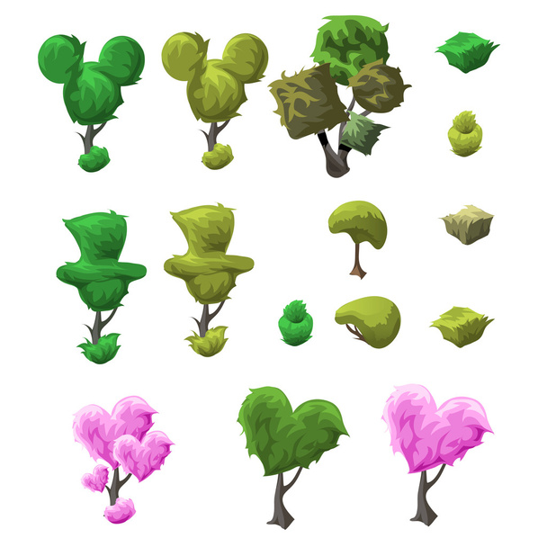 großer Topiary-Baum in verschiedenen Formen - Vektor, Bild