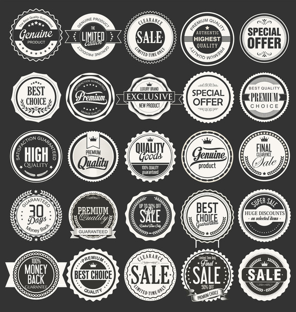 Коллекция ретро винтажных значков и этикеток
 - Вектор,изображение