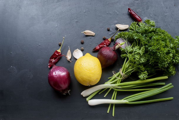 Frame with fresh organic vegetables and herbs - Fotoğraf, Görsel