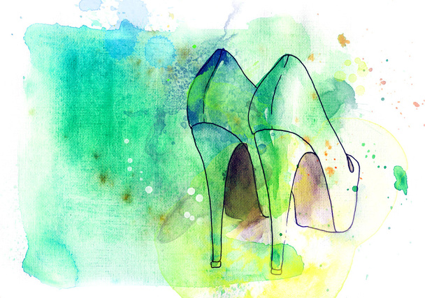 Shoes .fashion illustration - Fotoğraf, Görsel