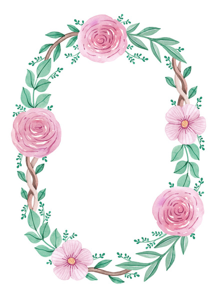 Watercolor floral wreath. - Photo, Image
