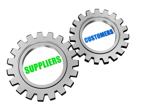 suppliers and customers in silver grey gears - Photo, Image