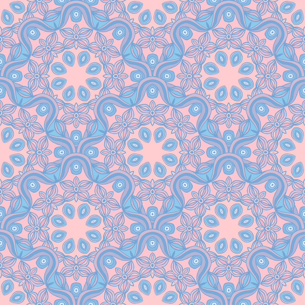 Seamless pattern with Mandalas. Vector ornaments in trendy colors of 2016 year - Vector, Image