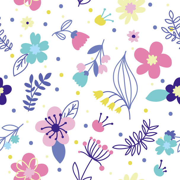 Romantic Floral hand drawn seamless pattern - Вектор,изображение