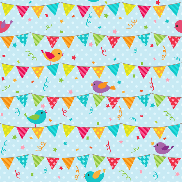 Bunting with sitting birds - Vector, Image