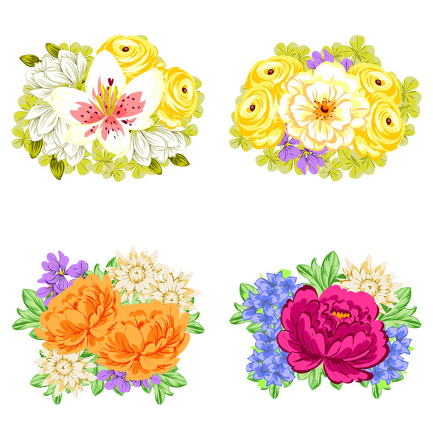 Flower bouquets set - Vector, Imagen