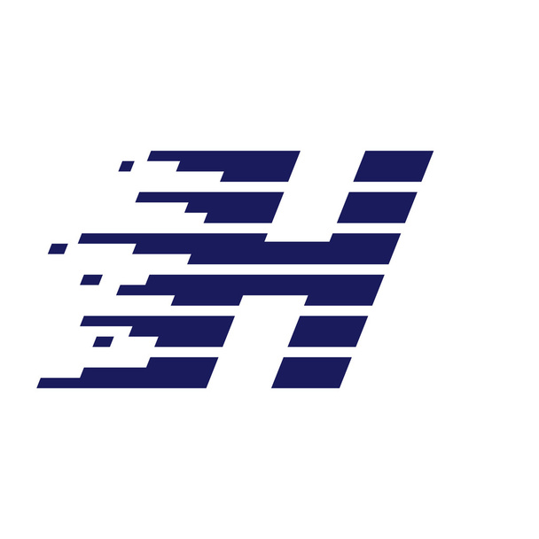 H brief logo met hoge snelheid lijnen. - Vector, afbeelding