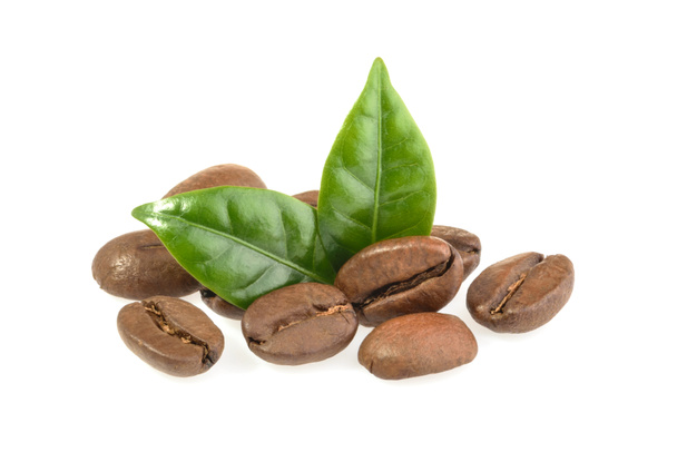 granos de café con hojas aisladas
 - Foto, Imagen