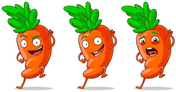 Set van wortelen met grappige gezichten - Vector, afbeelding