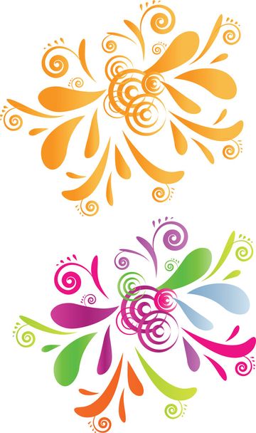 Two swirl design - orange and colorful - Vector, Image
