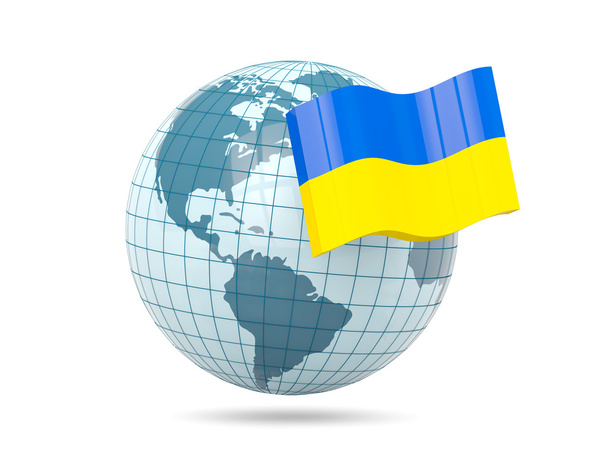 Globe with flag of ukraine - Fotoğraf, Görsel