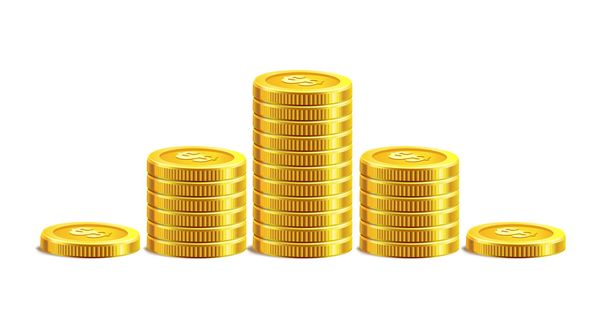 Illustration of golden coins. - Vettoriali, immagini