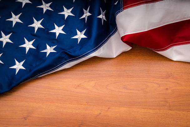 American flag on wood background - Foto, imagen