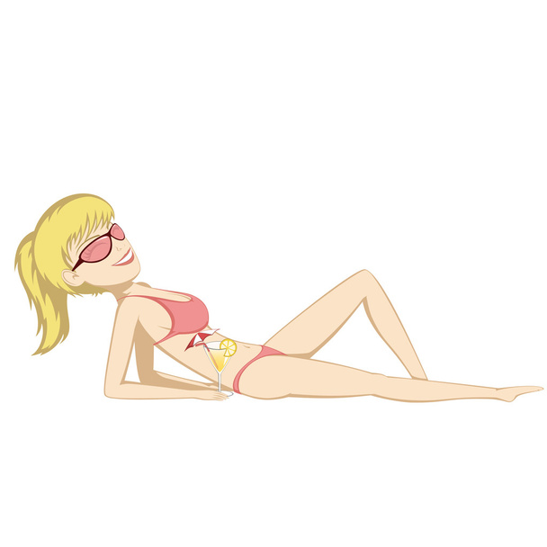 Sunbathing girl vector illustration - Vector, Image