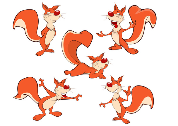Set of squirrels cartoon - Vector, Image