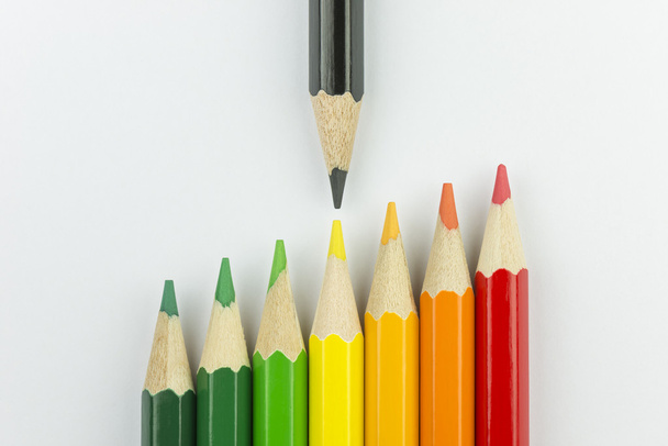 Fogalmi ceruzák, mint az energia címkét színek - Fotó, kép
