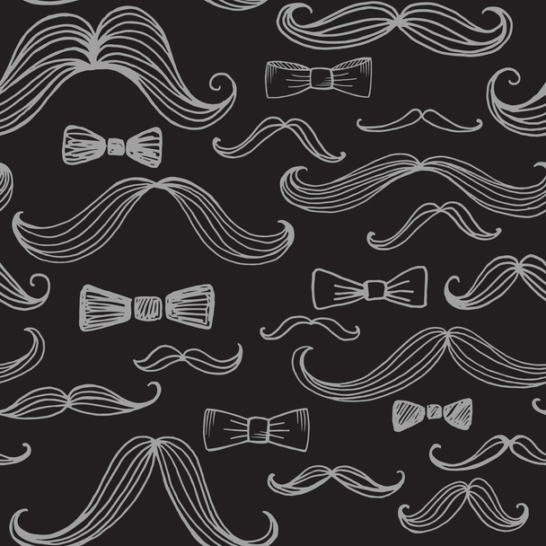 Bow Tie and Moustache Seamless Pattern. Vector illustration - Vector, Image