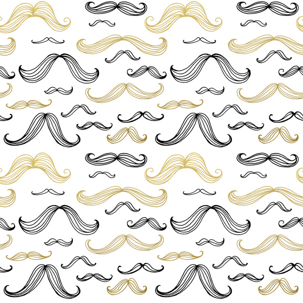 Mustaches seamless pattern. Hand drawn elements. Vector illustration - Вектор, зображення