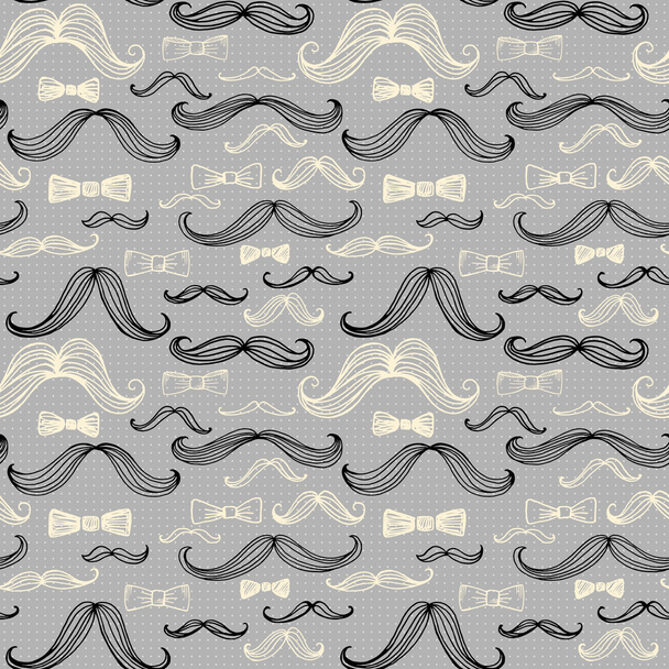 Corbata de lazo y patrón inconsútil bigote. Ilustración vectorial
 - Vector, Imagen