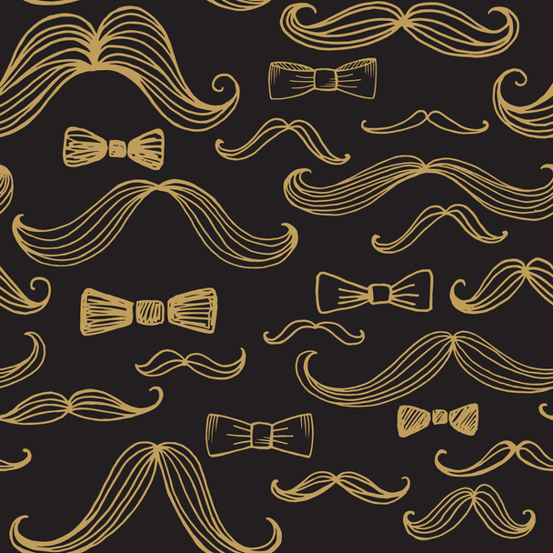 Bow Tie and Moustache Seamless Pattern. Vector illustration - Vector, Image