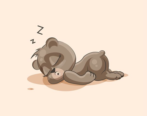 απομονωμένο χαρακτήρα emoji καρτούν αρκούδα κοιμάται στο στομάχι αυτοκόλλητο συναίσθημα - Διάνυσμα, εικόνα