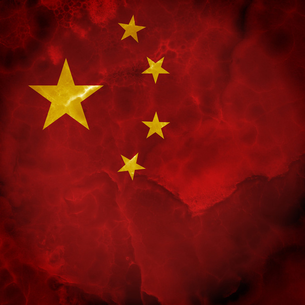 Čínská vlajka. Úžasný kamenný textura s zbarvení. - Fotografie, Obrázek