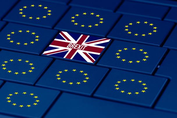 Brexit i Unii Europejskiej na klawiaturze pc - Zdjęcie, obraz