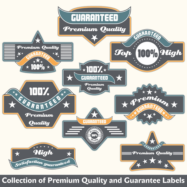 Premium quality and guarantee label collection - Вектор,изображение