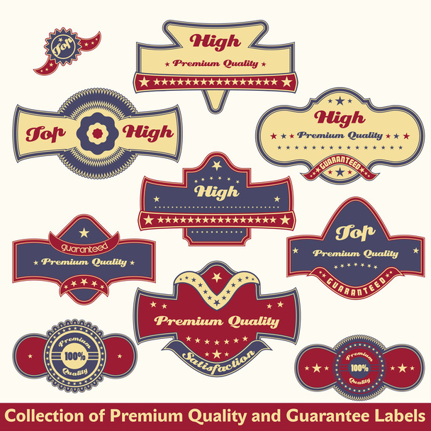 Premium quality and guarantee label collection - Vettoriali, immagini