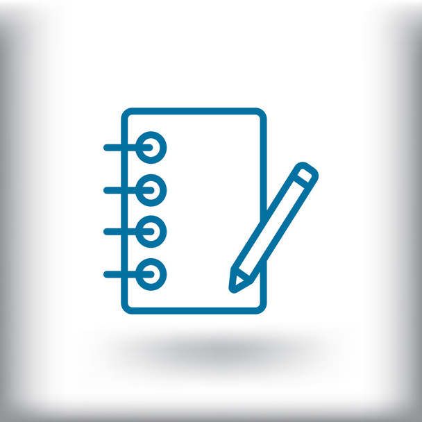 Notebook with pensil icon - Vetor, Imagem