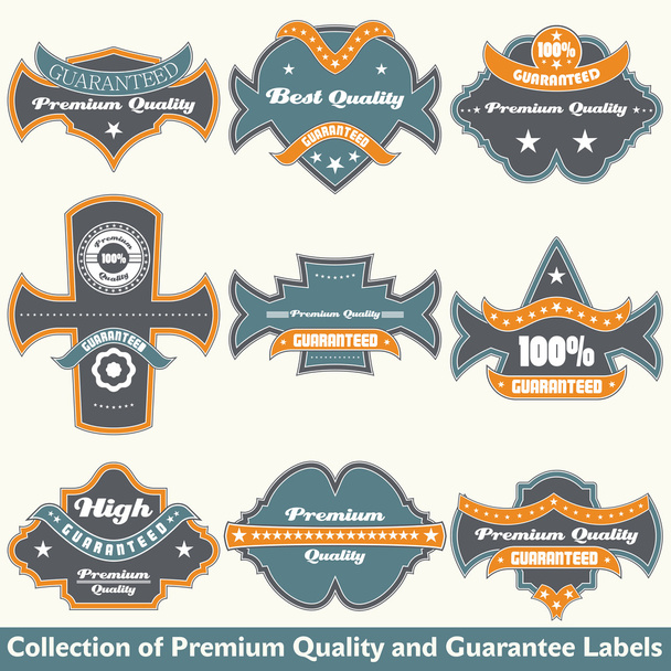 Premium quality and guarantee label collection - Διάνυσμα, εικόνα
