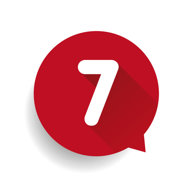 Number seven 7 speech bubble red - Vector, Image