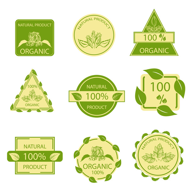 Organic natural emblems products, labels, mark - Vektor, kép