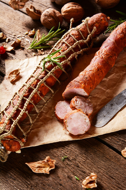 Homemade traditional sausages - Fotografie, Obrázek