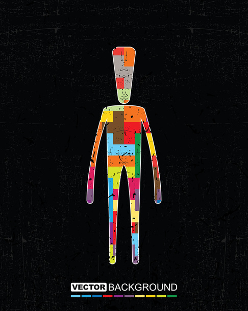 Colorful human on grunge background- vector - Vektor, Bild