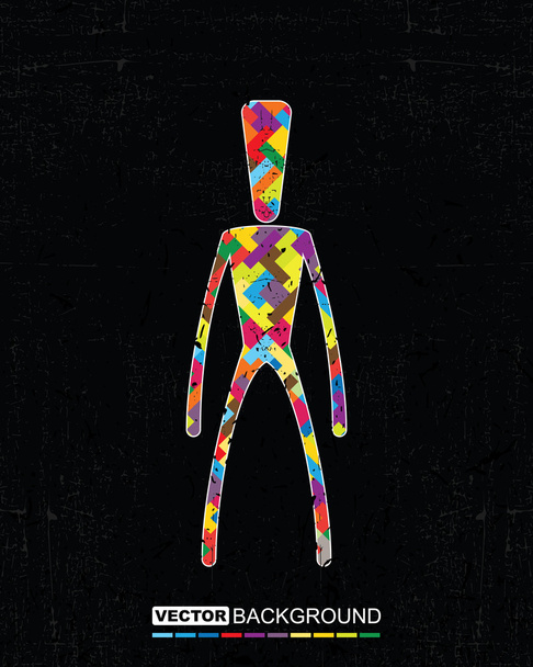 Colorful human on grunge background- vector - Vektor, obrázek