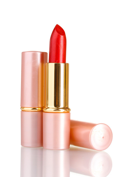 Beautiful red lipsticks isolated on white - Фото, зображення