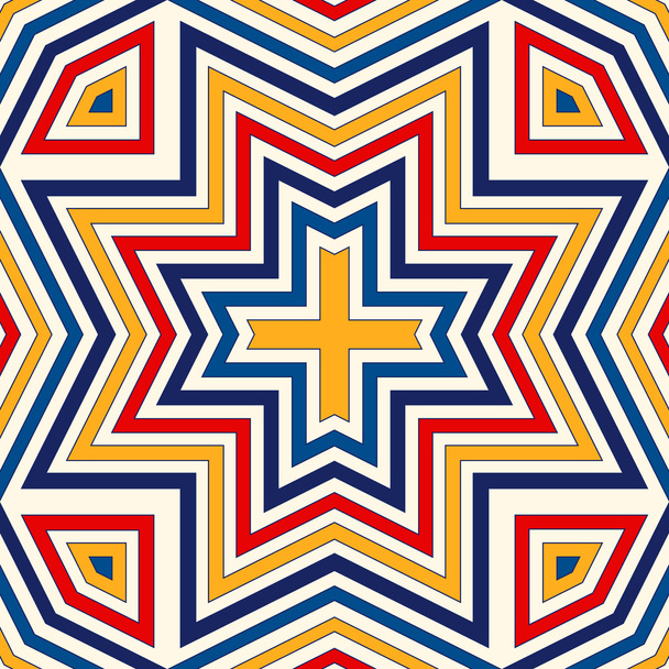 Bright ethnic abstract background. Seamless pattern with symmetric geometric ornament.  - Vektor, obrázek