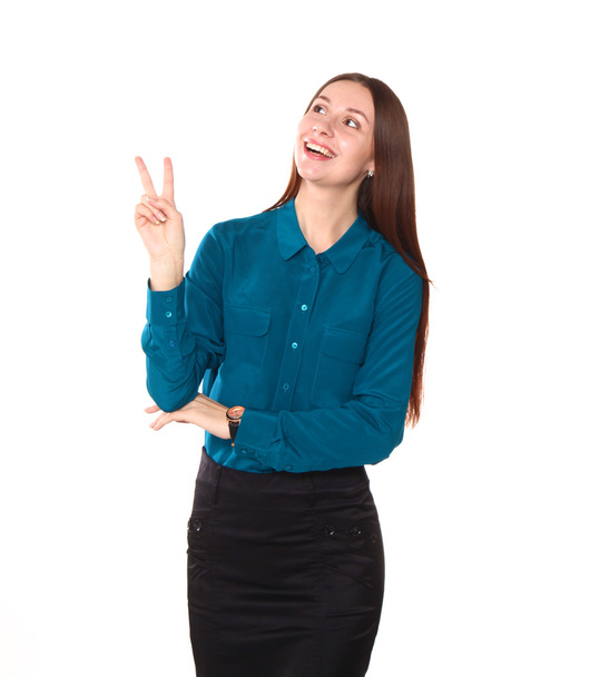 Smiling business woman. Isolated over white background - Φωτογραφία, εικόνα