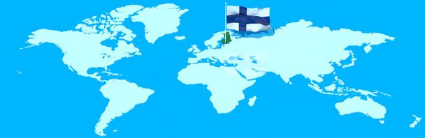 Planet Earth 3D flag with the wind Finland - Photo, Image