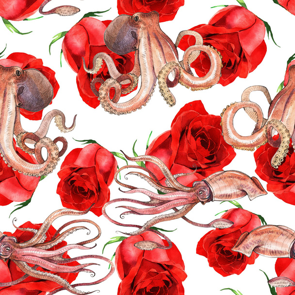 Akvarel olihně, chobotnice - Fotografie, Obrázek