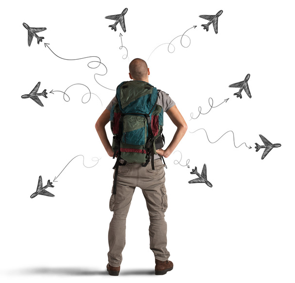 Man explorer with planes - Photo, Image