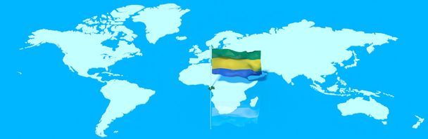 Planeet aarde 3D-vlag met de wind Gabon - Foto, afbeelding