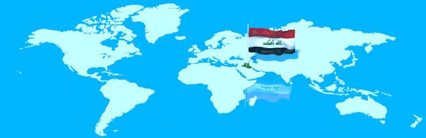Bolygó Föld 3D-s zászló a szél Irak - Fotó, kép