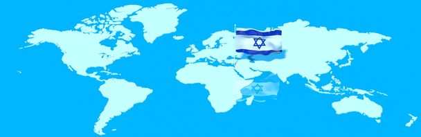 Planet Earth 3d vlajky s větrem Izrael - Fotografie, Obrázek