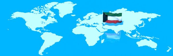 Planet Earth 3D flag with the wind Kuwait - Photo, Image